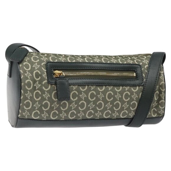 CELINE C Macadam Canvas Shoulder Bag Green Gold Auth - Picture 2 of 16